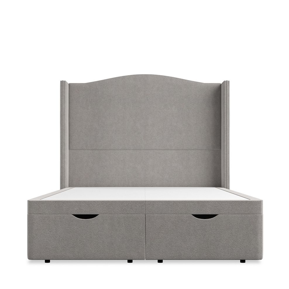 Eden Double Ottoman Storage Bed with Winged Headboard in Venice Fabric - Grey Thumbnail 4