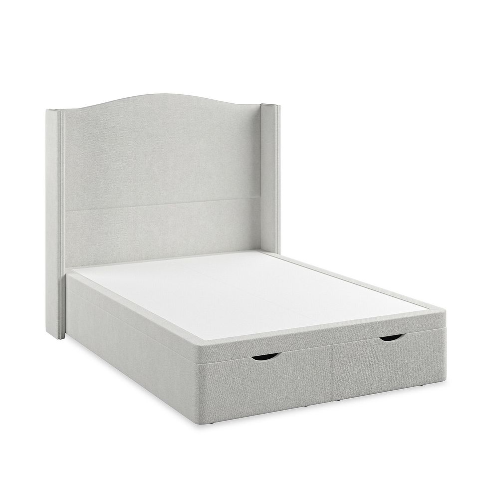Eden Double Ottoman Storage Bed with Winged Headboard in Venice Fabric - Silver Thumbnail 2