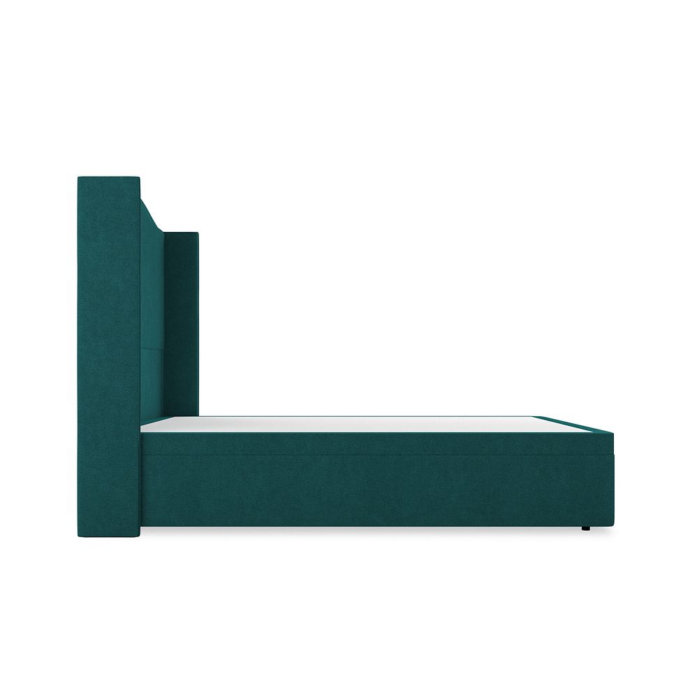 Eden Double Ottoman Storage Bed with Winged Headboard in Venice Fabric - Teal 5