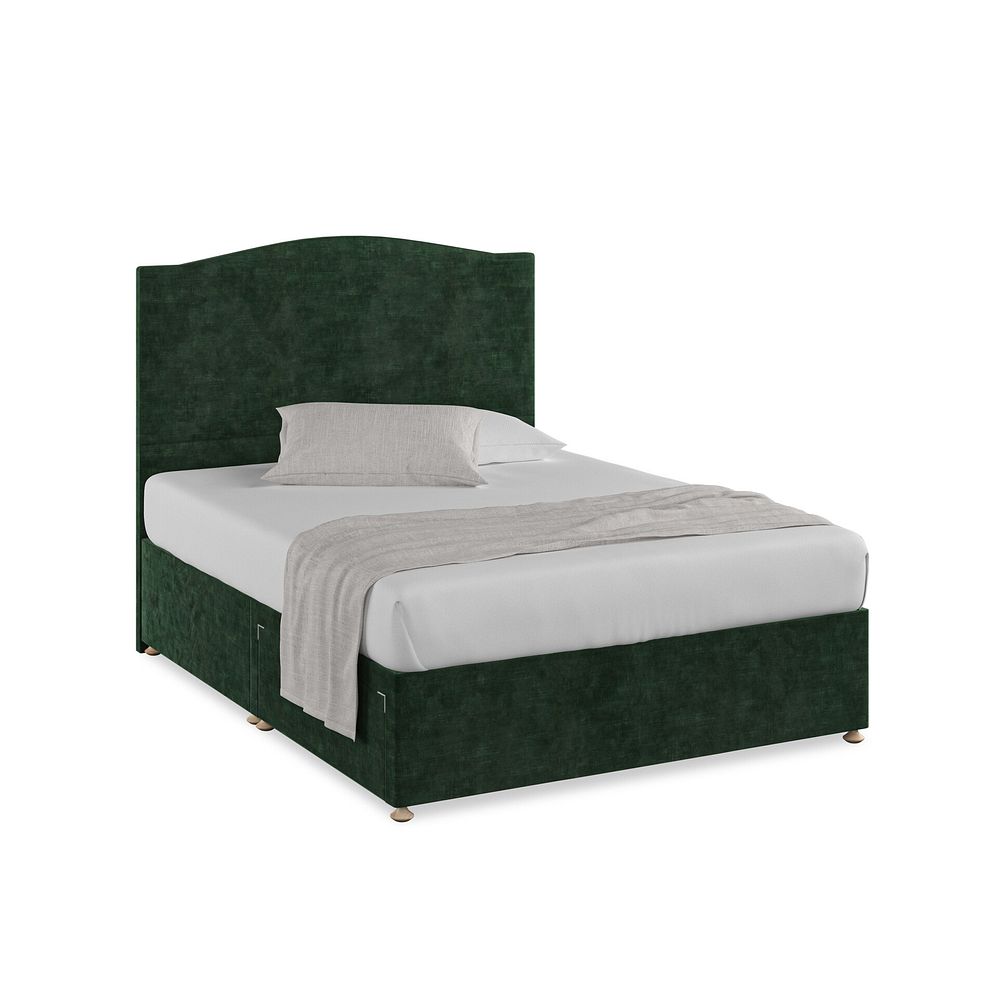 Eden King-Size 2 Drawer Divan Bed in Heritage Velvet - Bottle Green