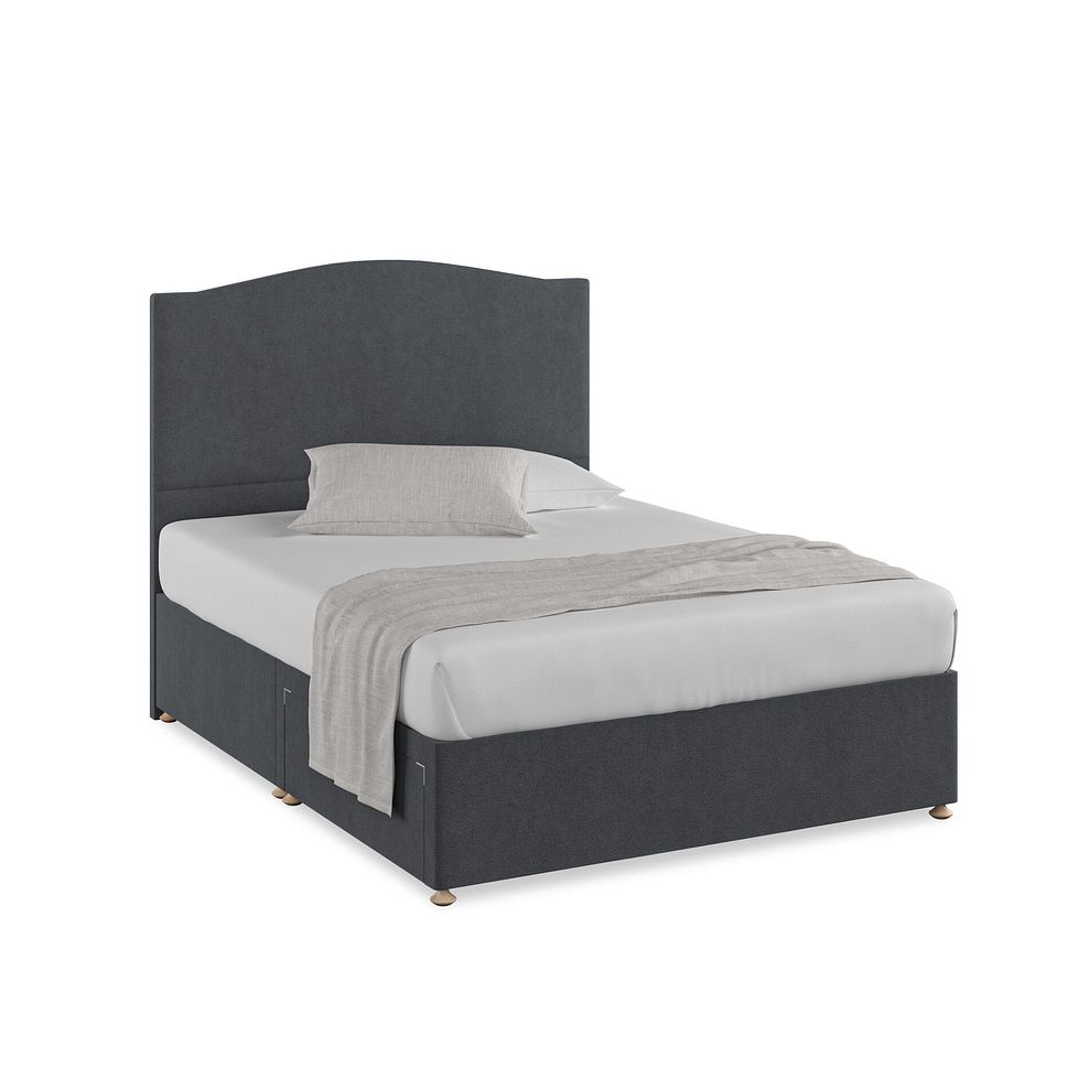 Eden King-Size 2 Drawer Divan Bed in Venice Fabric - Anthracite Thumbnail 1