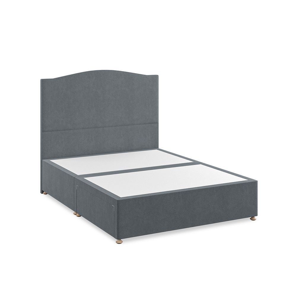 Eden King-Size 2 Drawer Divan Bed in Venice Fabric - Graphite Thumbnail 2