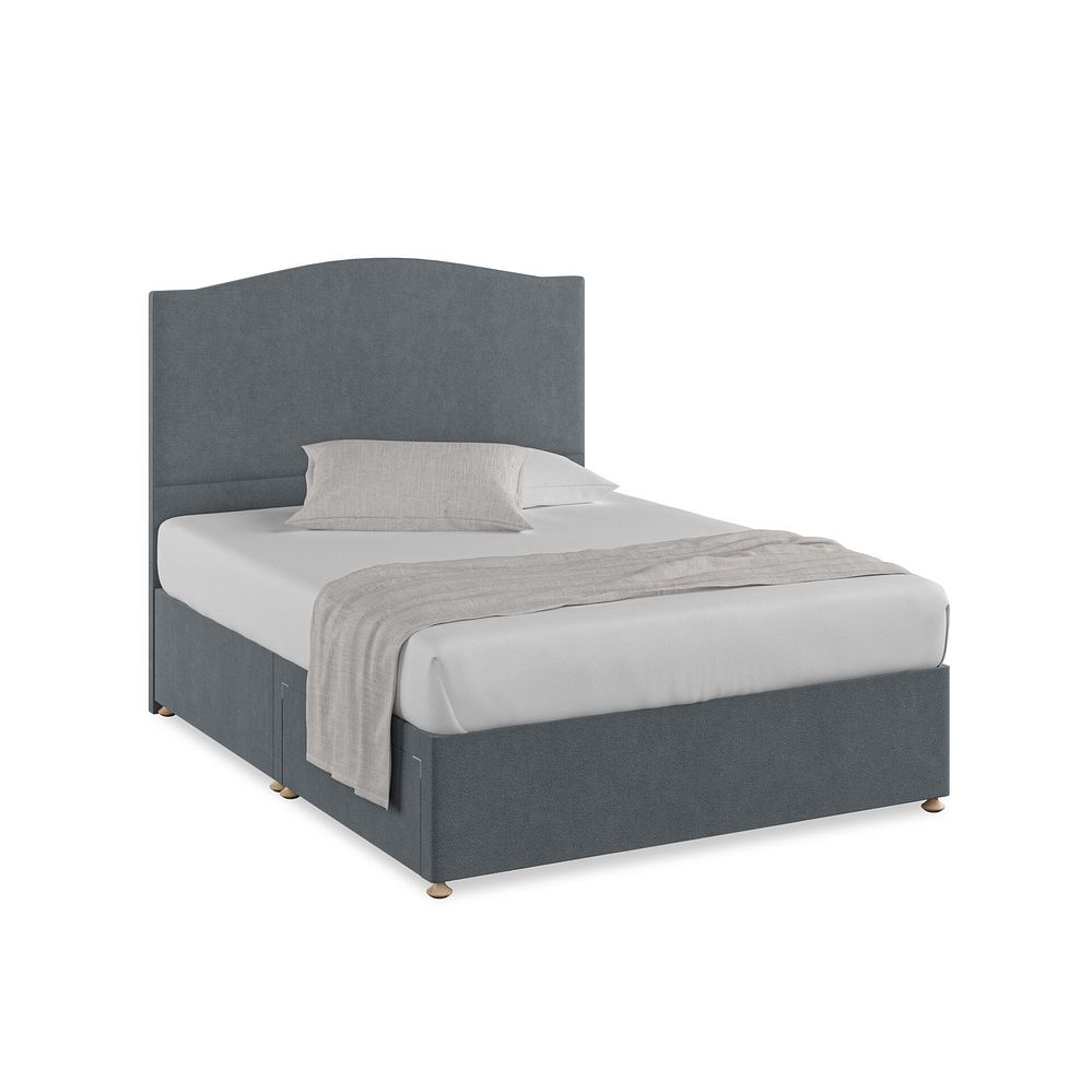 Eden King-Size 2 Drawer Divan Bed in Venice Fabric - Graphite