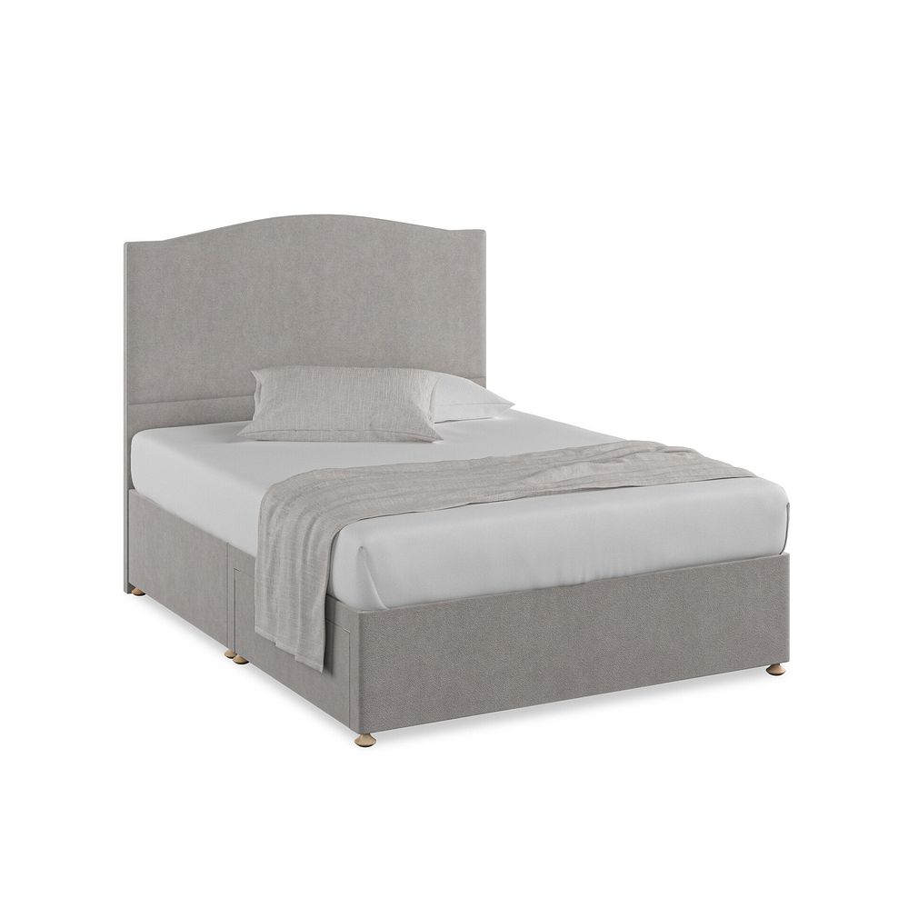 Eden King-Size 2 Drawer Divan Bed in Venice Fabric - Grey Thumbnail 1
