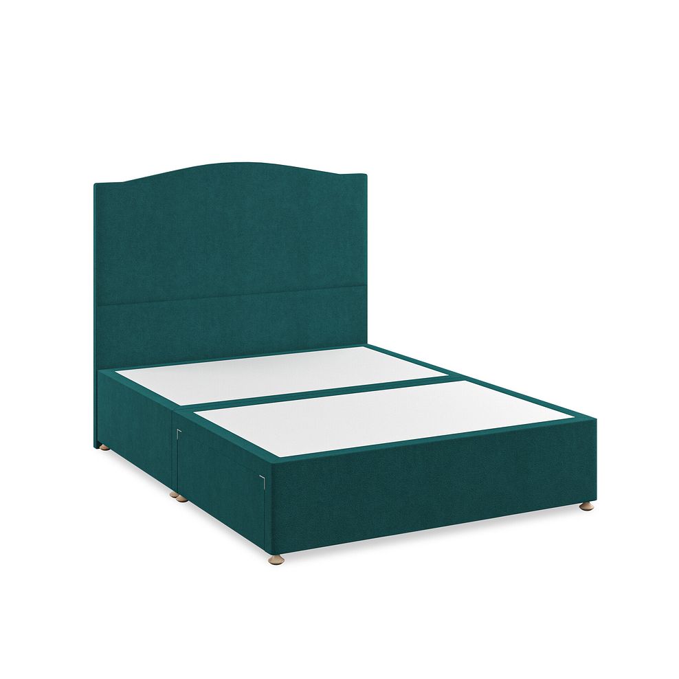 Eden King-Size 2 Drawer Divan Bed in Venice Fabric - Teal Thumbnail 2