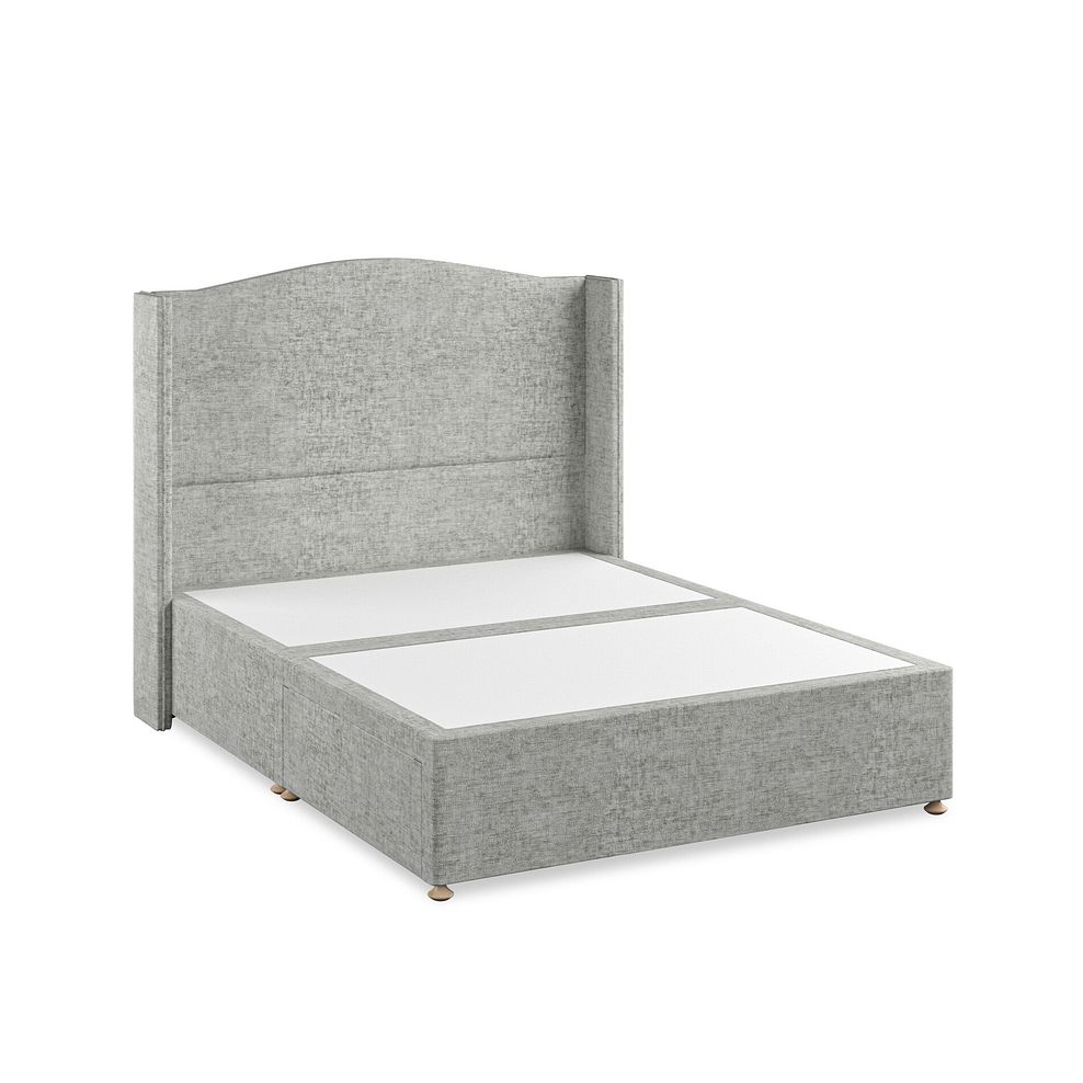 Eden King-Size 2 Drawer Divan Bed with Winged Headboard in Brooklyn Fabric - Fallow Grey 2
