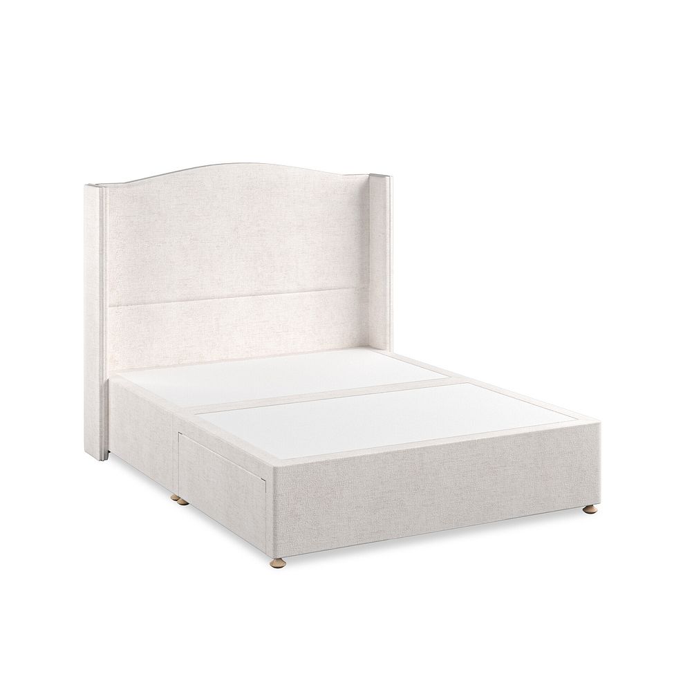 Eden King-Size 2 Drawer Divan Bed with Winged Headboard in Brooklyn Fabric - Lace White 2