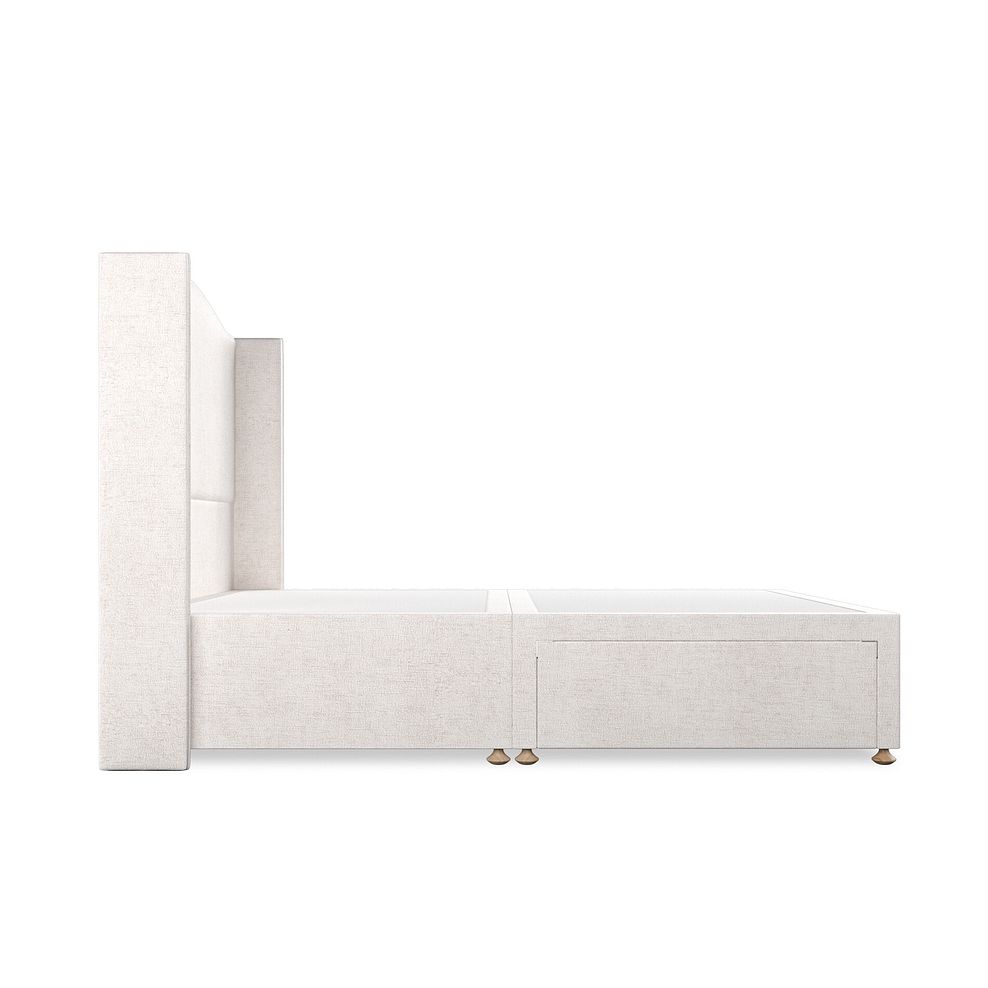 Eden King-Size 2 Drawer Divan Bed with Winged Headboard in Brooklyn Fabric - Lace White 4