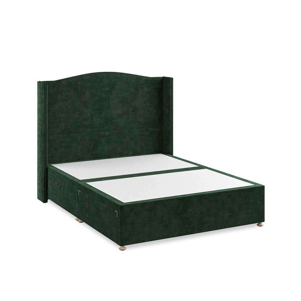 Eden King-Size 2 Drawer Divan Bed with Winged Headboard in Heritage Velvet - Bottle Green Thumbnail 2