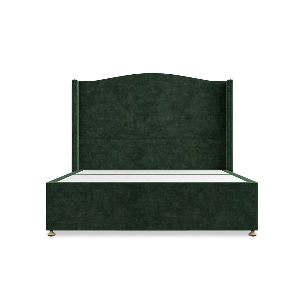 Eden King-Size 2 Drawer Divan Bed with Winged Headboard in Heritage Velvet - Bottle Green 3