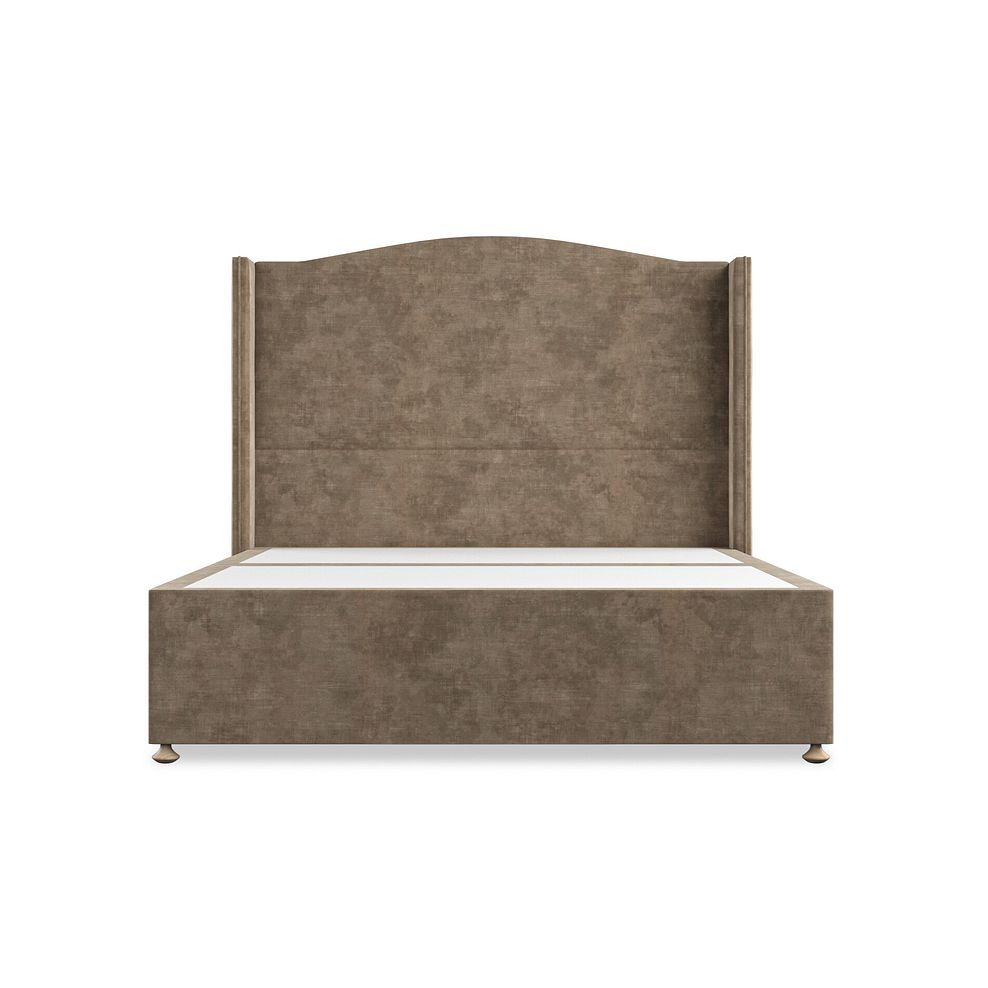 Eden King-Size 2 Drawer Divan Bed with Winged Headboard in Heritage Velvet - Cedar 3