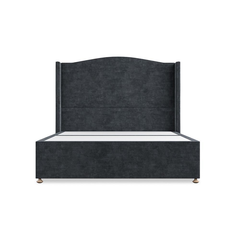 Eden King-Size 2 Drawer Divan Bed with Winged Headboard in Heritage Velvet - Charcoal 3