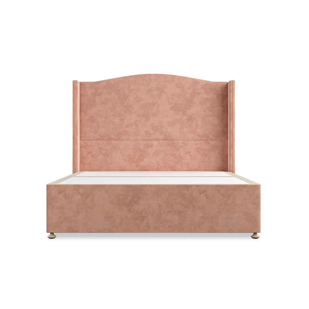 Eden King-Size 2 Drawer Divan Bed with Winged Headboard in Heritage Velvet - Powder Pink 3