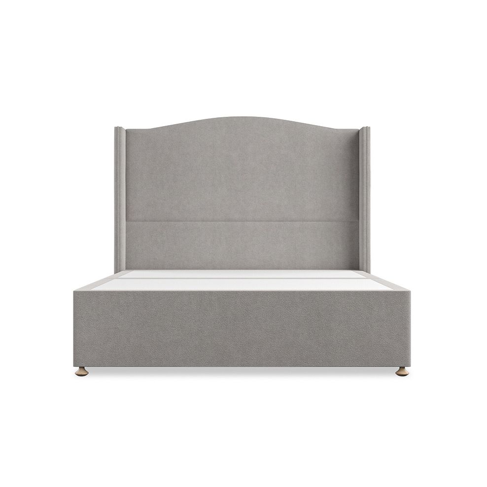 Eden King-Size 2 Drawer Divan Bed with Winged Headboard in Venice Fabric - Grey 3