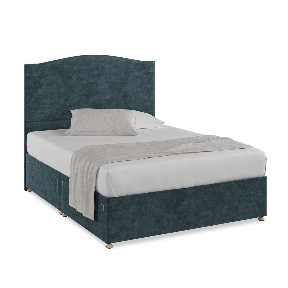Eden King-Size 4 Drawer Divan Bed in Heritage Velvet - Airforce 1