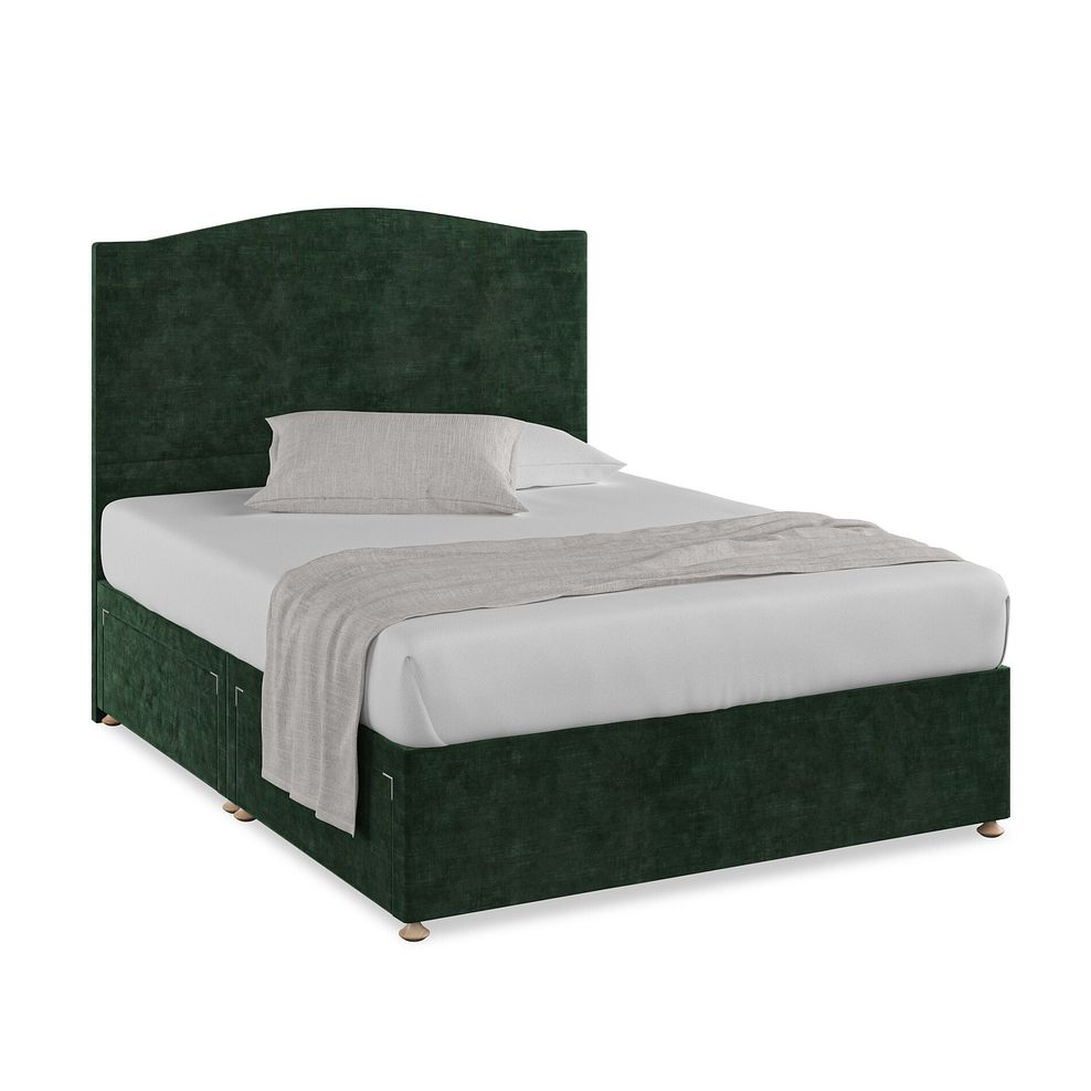 Eden King-Size 4 Drawer Divan Bed in Heritage Velvet - Bottle Green