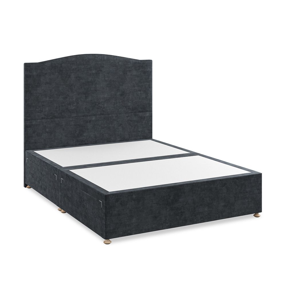 Eden King-Size 4 Drawer Divan Bed in Heritage Velvet - Charcoal 2