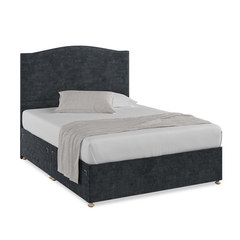 Eden King-Size 4 Drawer Divan Bed in Heritage Velvet - Charcoal 1