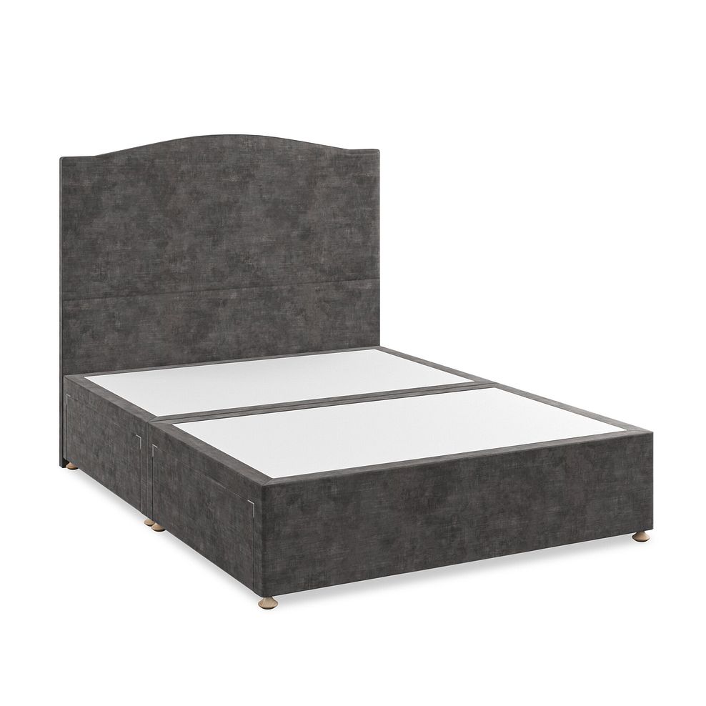 Eden King-Size 4 Drawer Divan Bed in Heritage Velvet - Steel 2