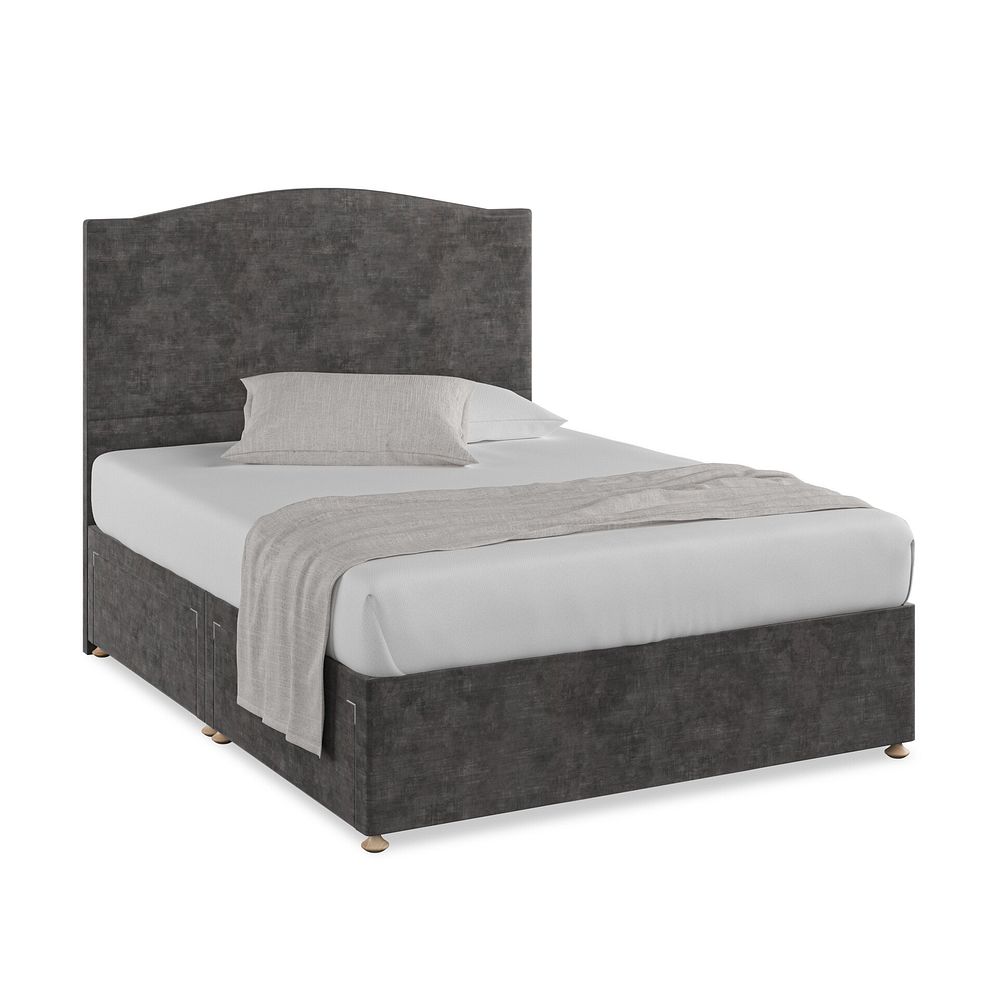 Eden King-Size 4 Drawer Divan Bed in Heritage Velvet - Steel 1
