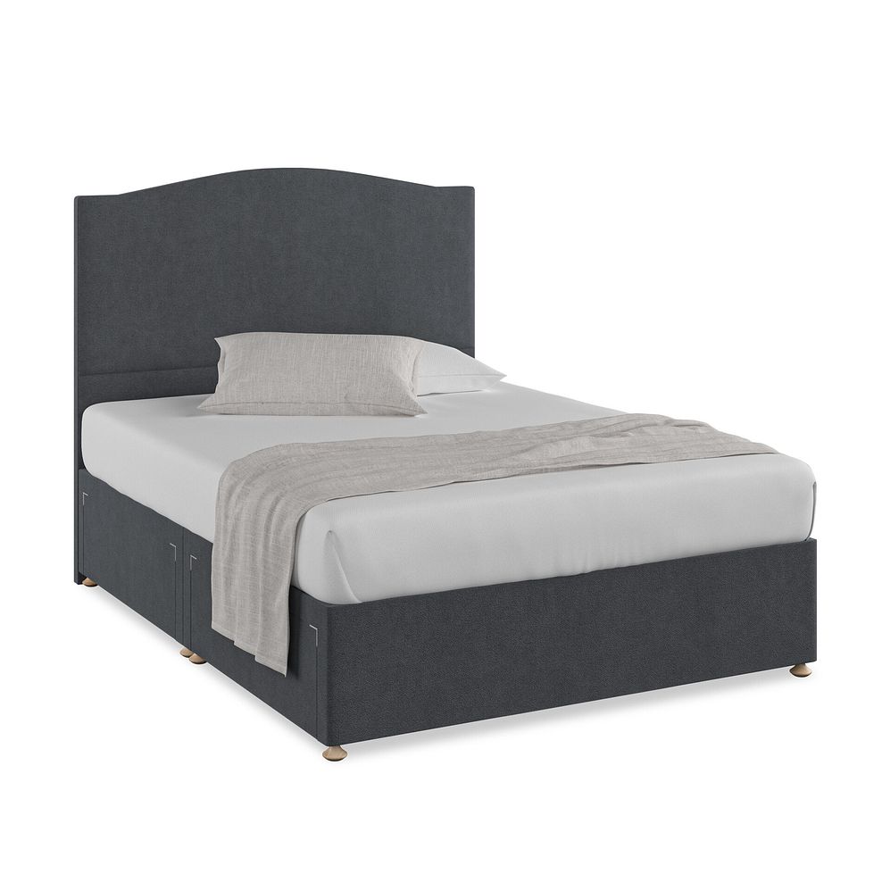 Eden King-Size 4 Drawer Divan Bed in Venice Fabric - Anthracite 1