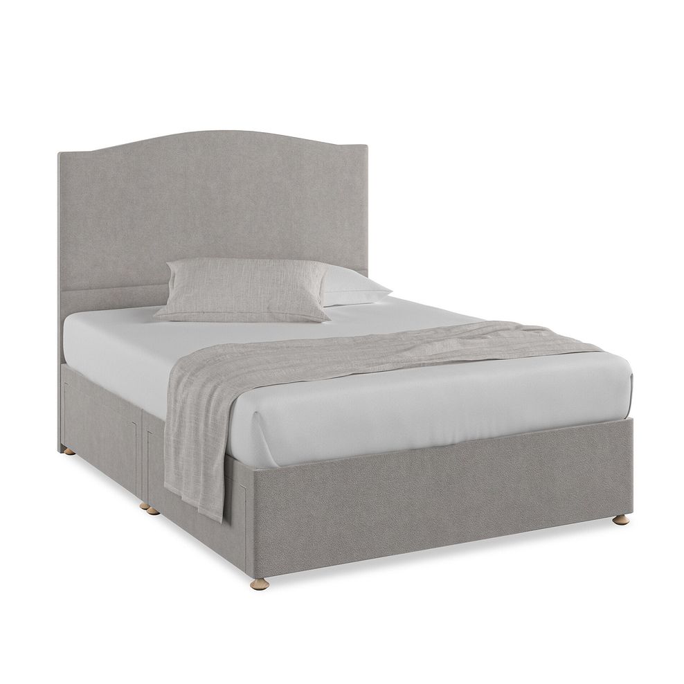 Eden King-Size 4 Drawer Divan Bed in Venice Fabric - Grey 1