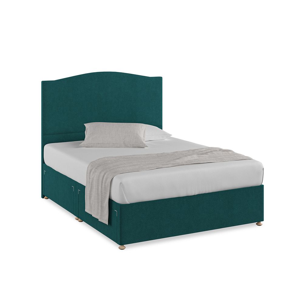 Eden King-Size 4 Drawer Divan Bed in Venice Fabric - Teal Thumbnail 1