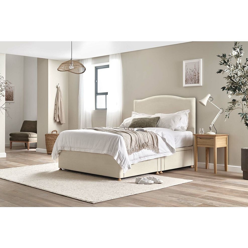 Eden King-Size 4 Drawer Divan Bed in Venice Fabric - Cream 1