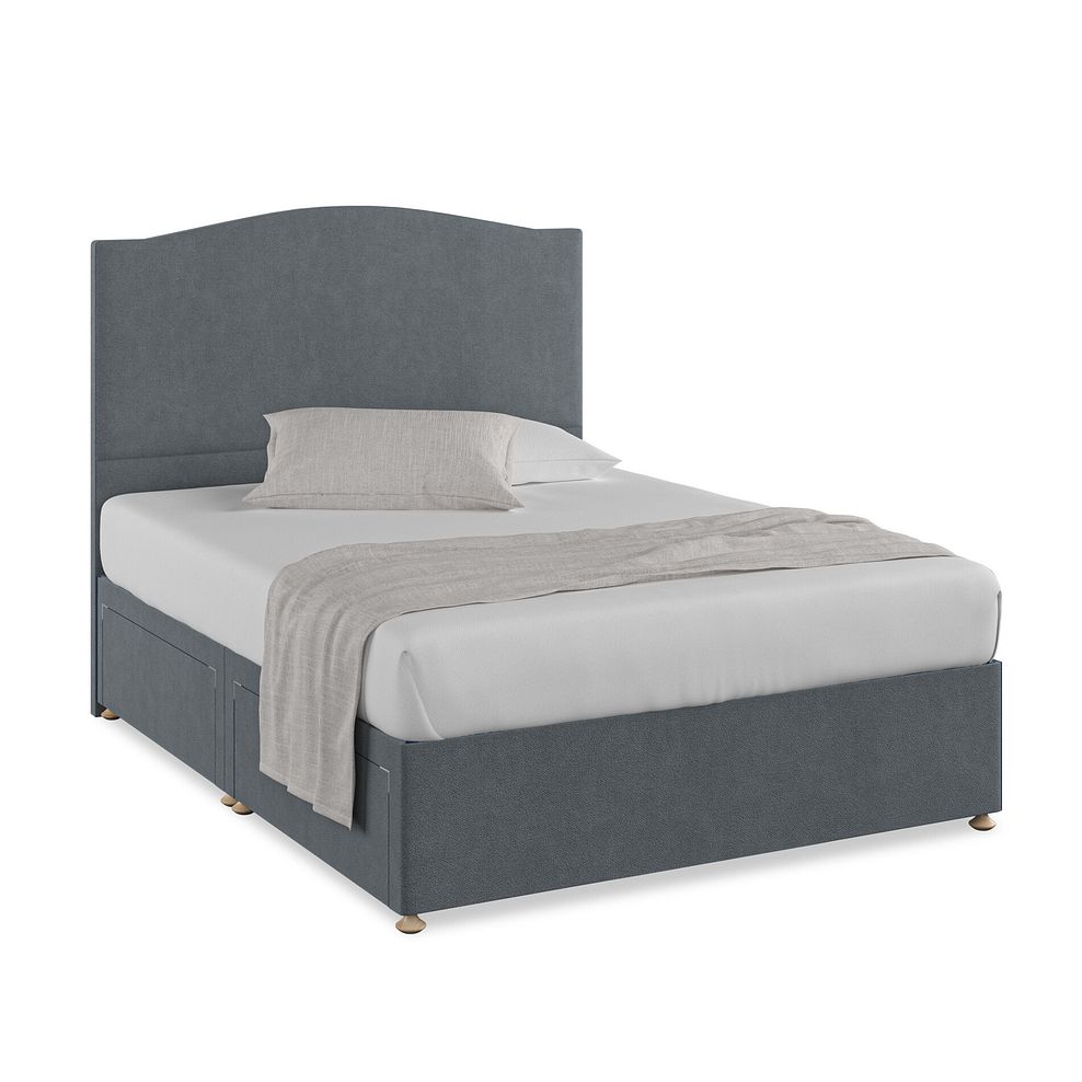 Eden King-Size 4 Drawer Divan Bed in Venice Fabric - Graphite 1