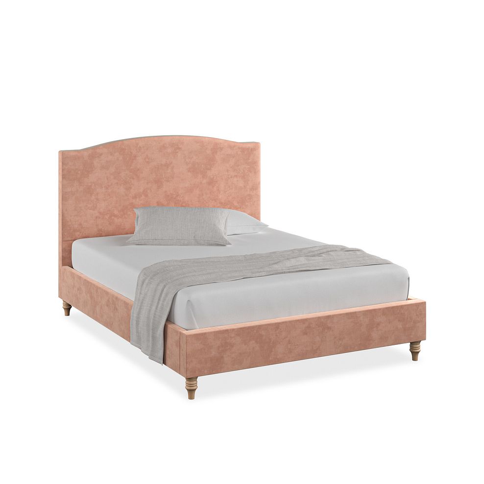 Eden King-Size Bed in Heritage Velvet - Powder Pink