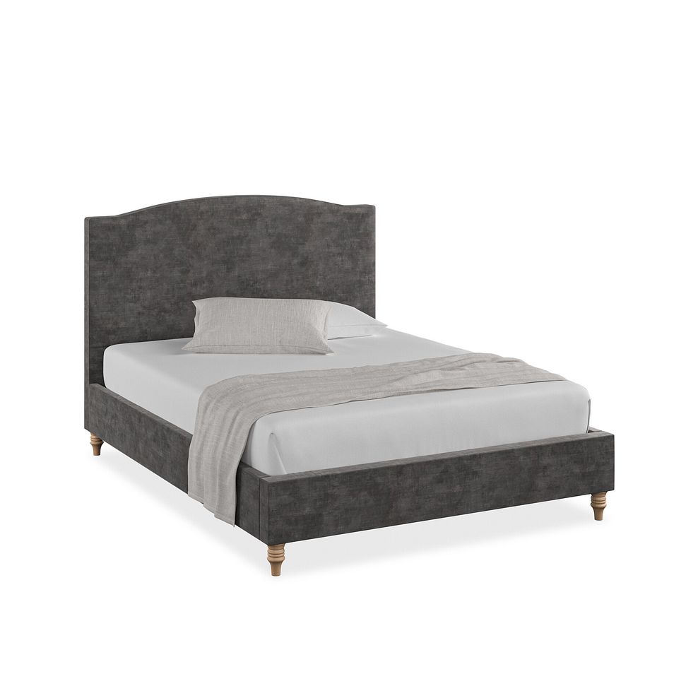 Eden King-Size Bed in Heritage Velvet - Steel 1