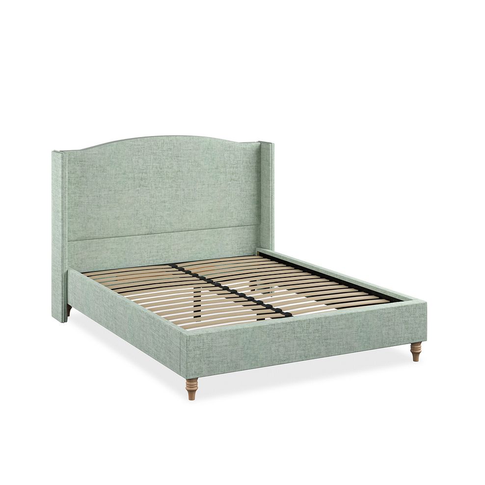 Eden King-Size Bed with Winged Headboard in Brooklyn Fabric - Glacier 2