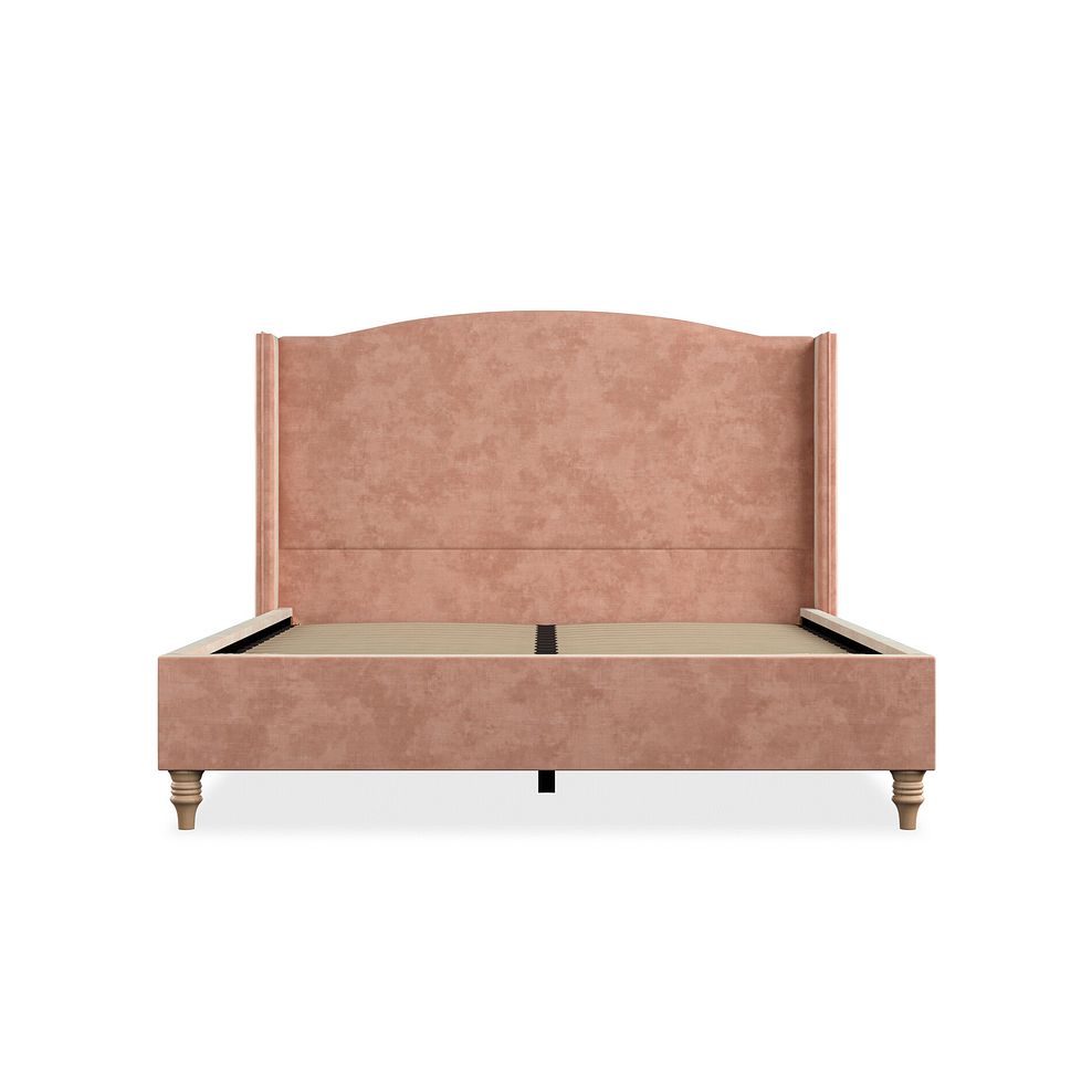Eden King-Size Bed with Winged Headboard in Heritage Velvet - Powder Pink 3
