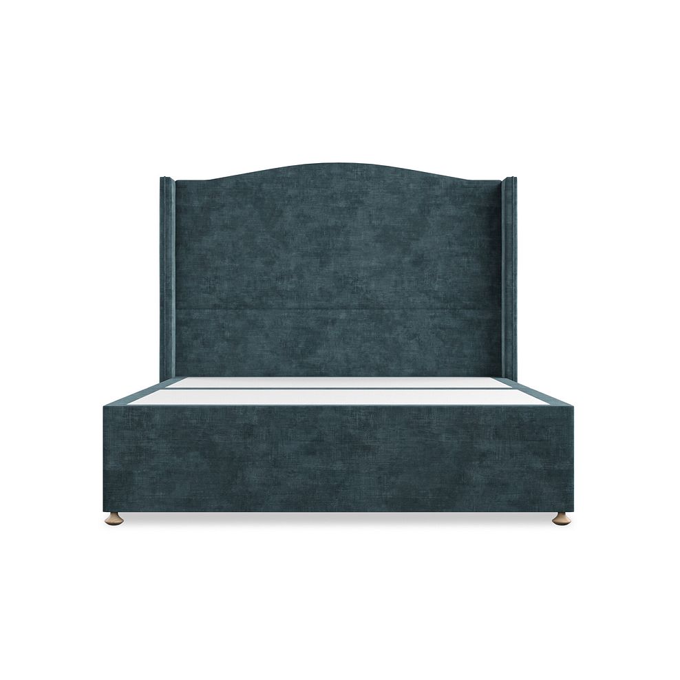 Eden King-Size Divan Bed with Winged Headboard in Heritage Velvet - Airforce 3