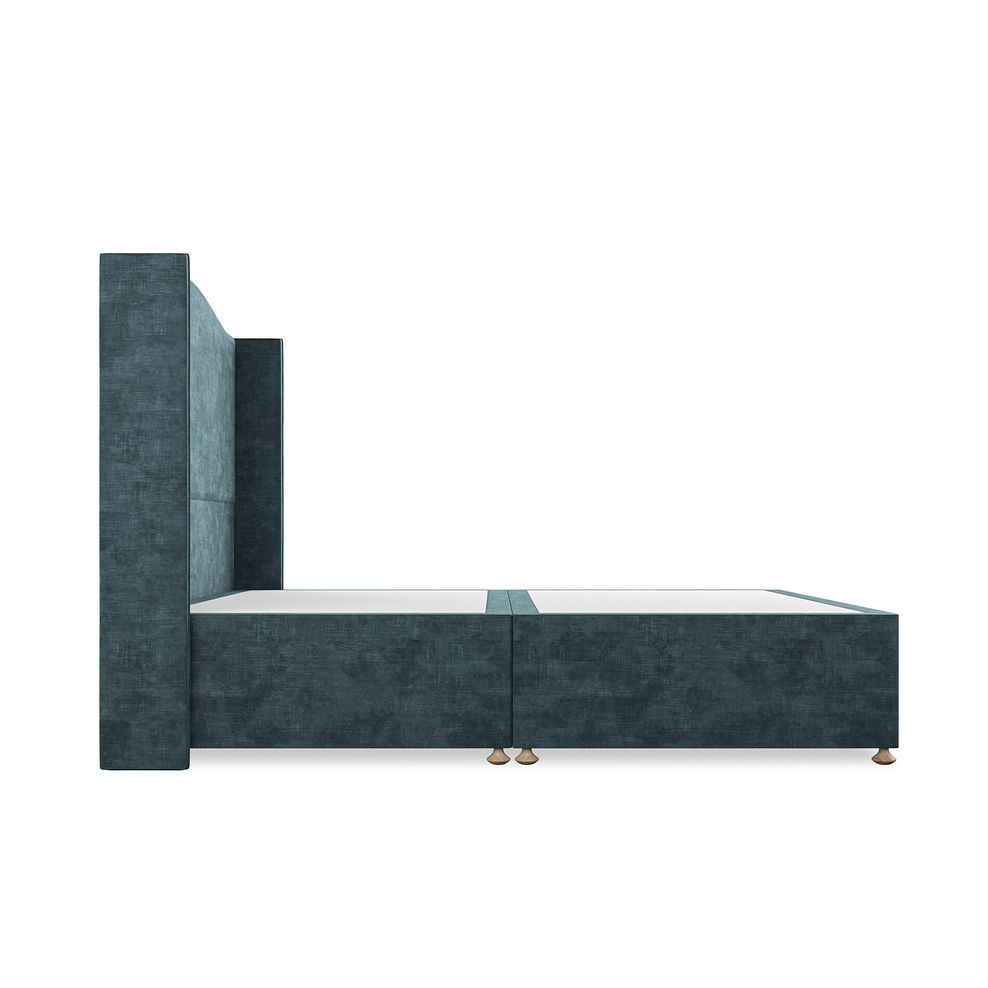Eden King-Size Divan Bed with Winged Headboard in Heritage Velvet - Airforce 4