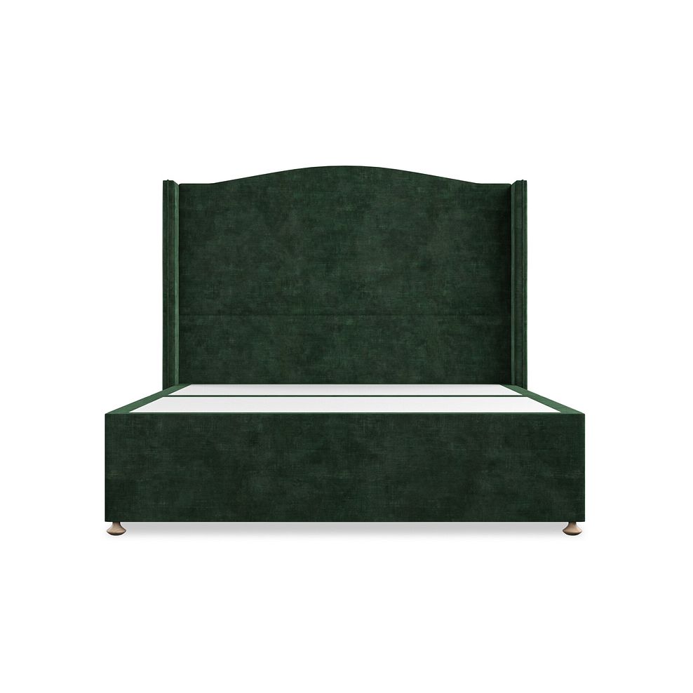 Eden King-Size Divan Bed with Winged Headboard in Heritage Velvet - Bottle Green Thumbnail 3
