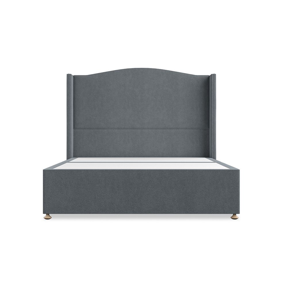 Eden King-Size Divan Bed with Winged Headboard in Venice Fabric - Graphite 3