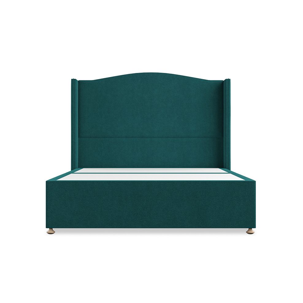 Eden King-Size Divan Bed with Winged Headboard in Venice Fabric - Teal Thumbnail 3