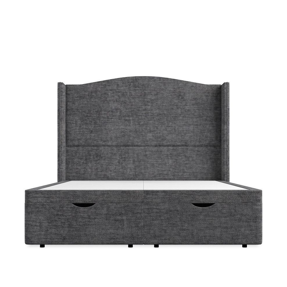 Eden King-Size Ottoman Storage Bed with Winged Headboard in Brooklyn Fabric - Asteroid Grey Thumbnail 4