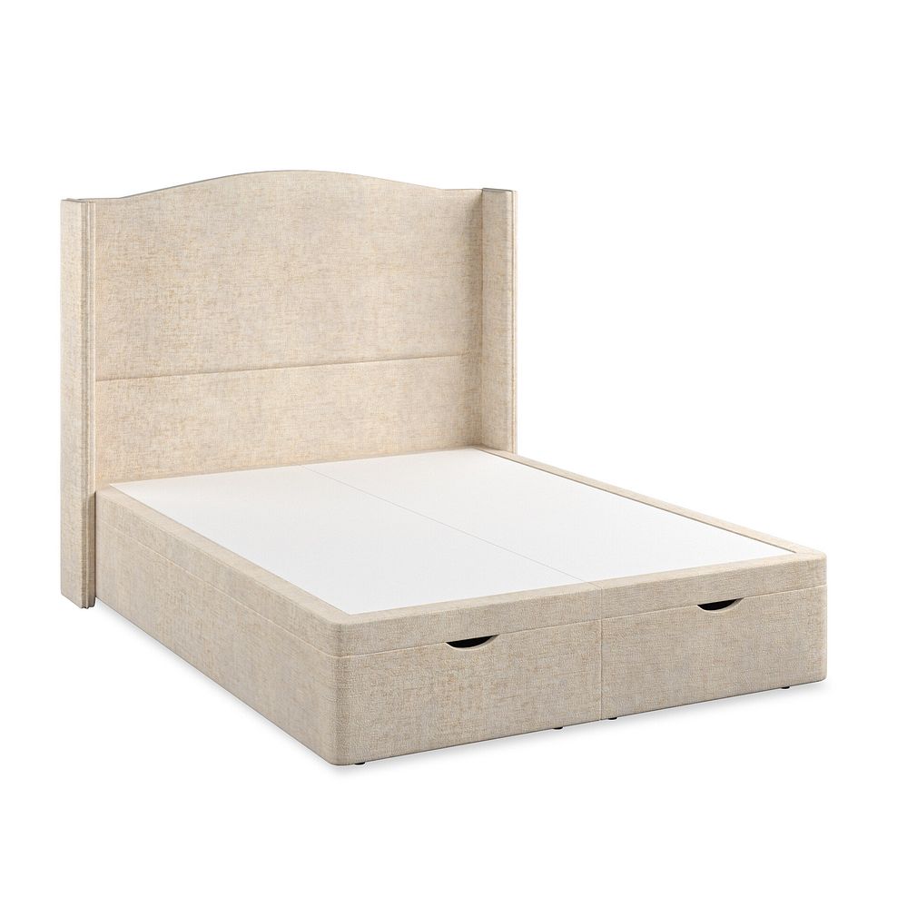 Eden King-Size Ottoman Storage Bed with Winged Headboard in Brooklyn Fabric - Eggshell Thumbnail 2