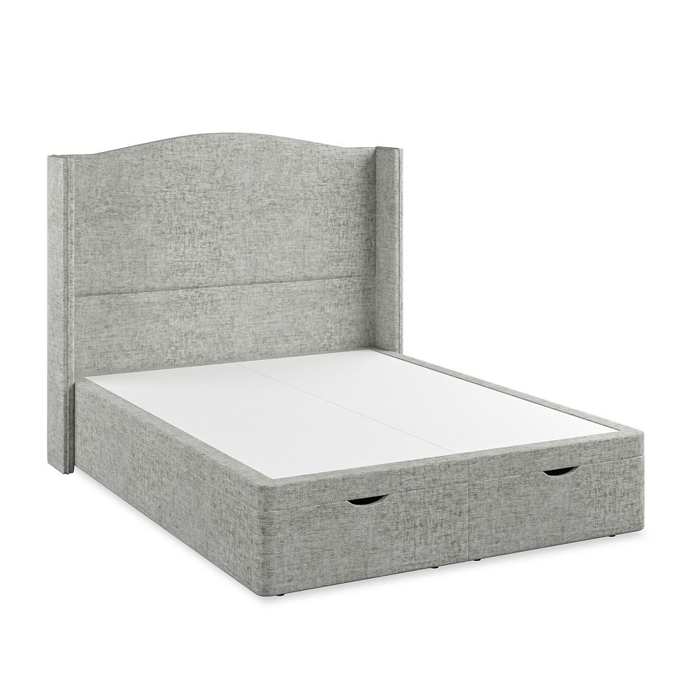 Eden King-Size Ottoman Storage Bed with Winged Headboard in Brooklyn Fabric - Fallow Grey Thumbnail 2