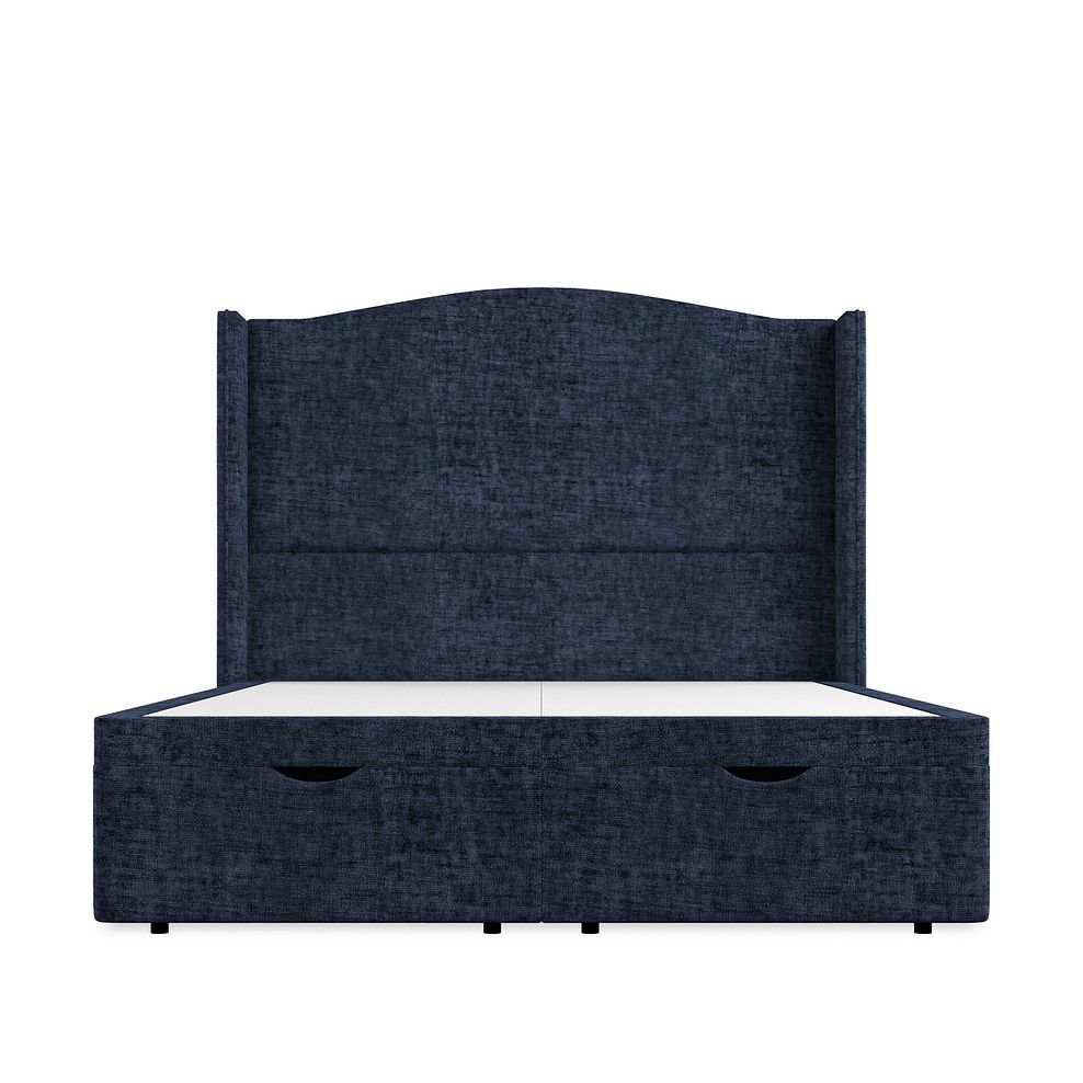 Eden King-Size Ottoman Storage Bed with Winged Headboard in Brooklyn Fabric - Hummingbird Blue 4