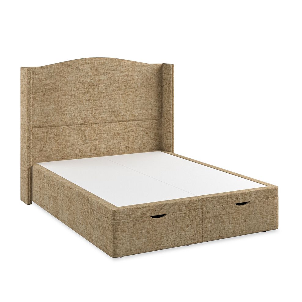 Eden King-Size Ottoman Storage Bed with Winged Headboard in Brooklyn Fabric - Saturn Mink 2