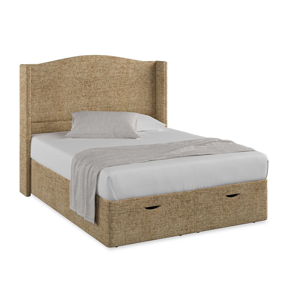 Eden King-Size Ottoman Storage Bed with Winged Headboard in Brooklyn Fabric - Saturn Mink Thumbnail 1