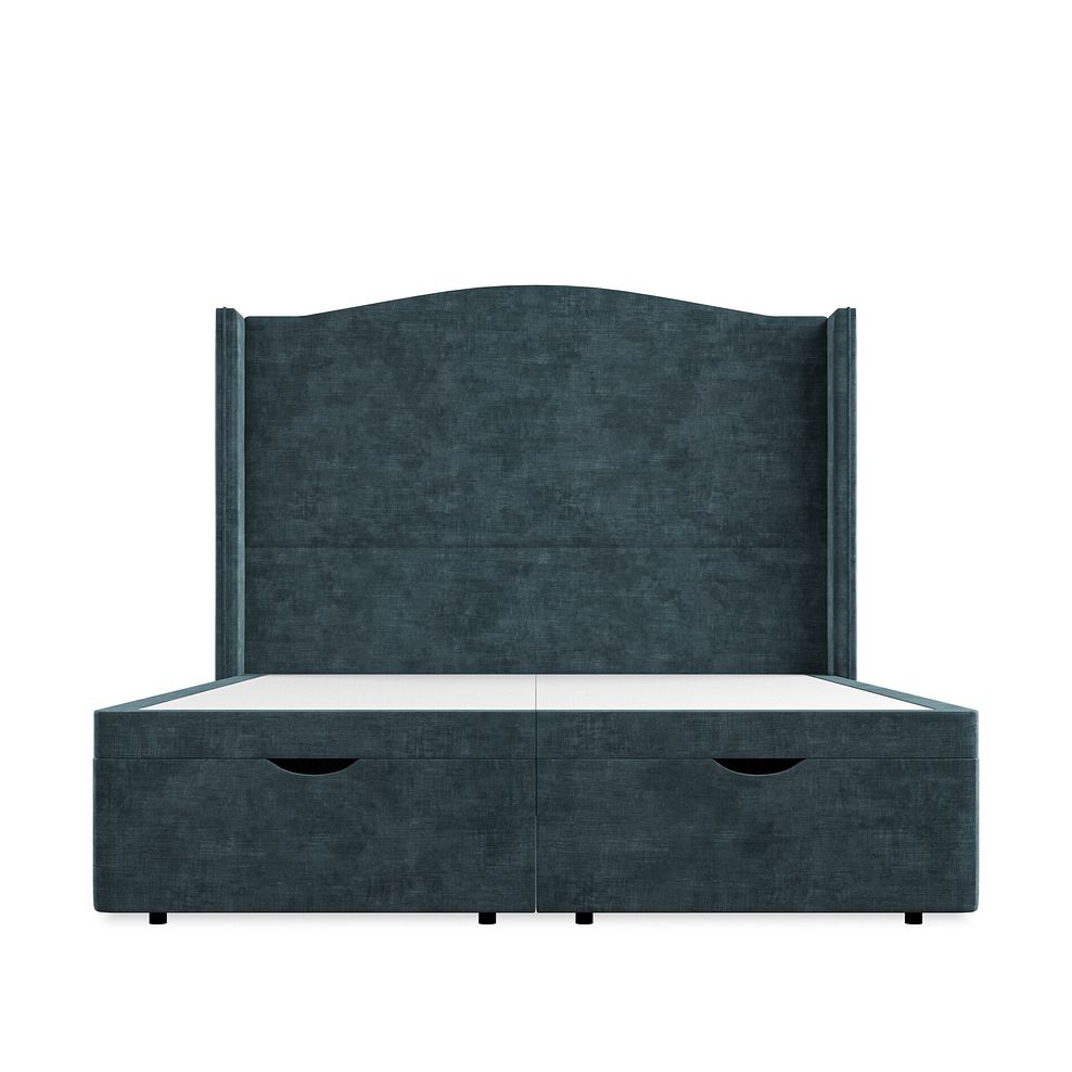 Eden King-Size Ottoman Storage Bed with Winged Headboard in Heritage Velvet - Airforce Thumbnail 4
