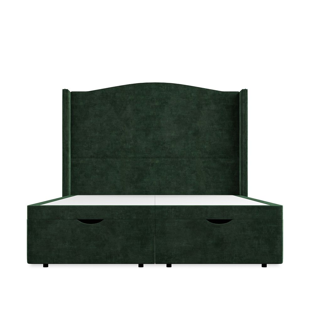 Eden King-Size Ottoman Storage Bed with Winged Headboard in Heritage Velvet - Bottle Green 4