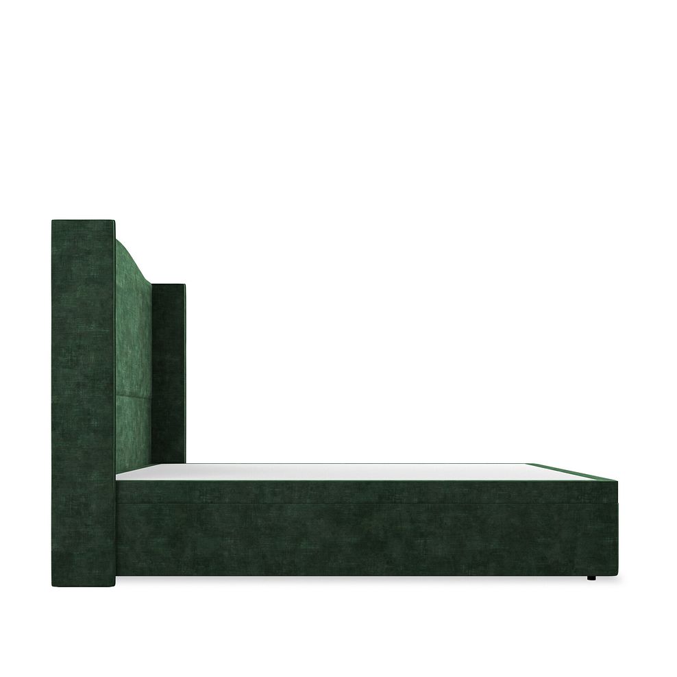 Eden King-Size Ottoman Storage Bed with Winged Headboard in Heritage Velvet - Bottle Green Thumbnail 5