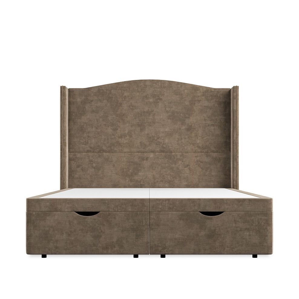 Eden King-Size Ottoman Storage Bed with Winged Headboard in Heritage Velvet - Cedar 4