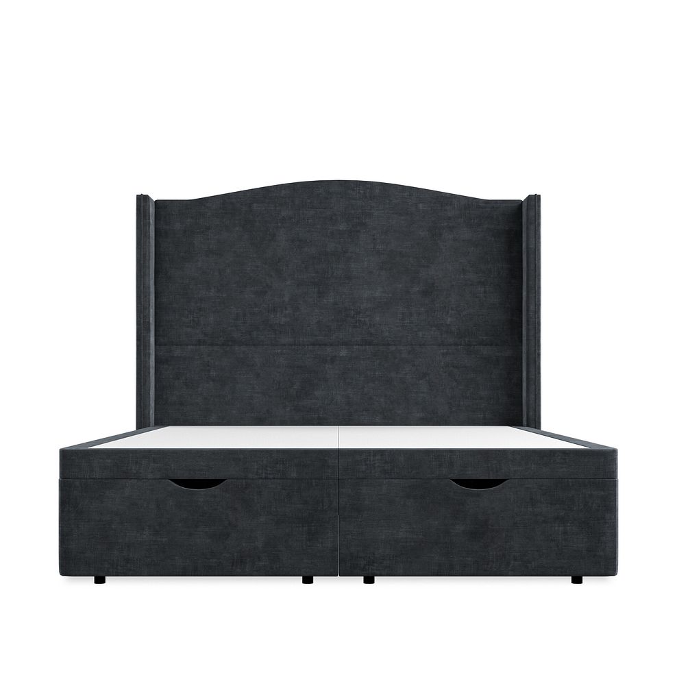 Eden King-Size Ottoman Storage Bed with Winged Headboard in Heritage Velvet - Charcoal Thumbnail 4