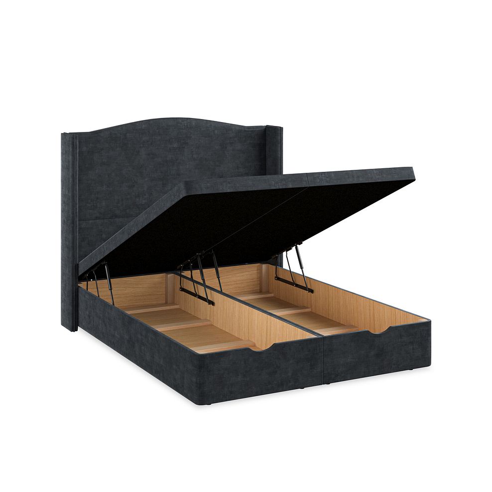 Eden King-Size Ottoman Storage Bed with Winged Headboard in Heritage Velvet - Charcoal Thumbnail 3